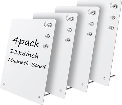 Magnetic Metal Display Bulletin Board - 2 Pack 11x8Inch Magnet Display Stand with 6 Magnets for Displaying Memos Messages Photos in Home School Kitchen Office （ Black Vertical）