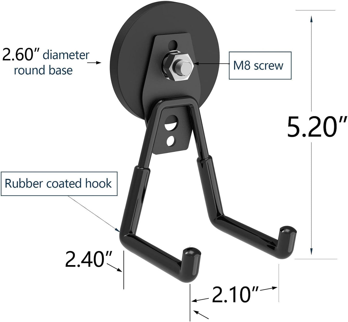 Heavy Duty Magnetic Hooks, Super Strong Garage Magnet Hooks, Magnetic Cable/Tool Holder with Anti-Slip Coating for Horse Trailer, Indoor & Outdoor Hanging Strong Black Magnetic Hook(4Pack)