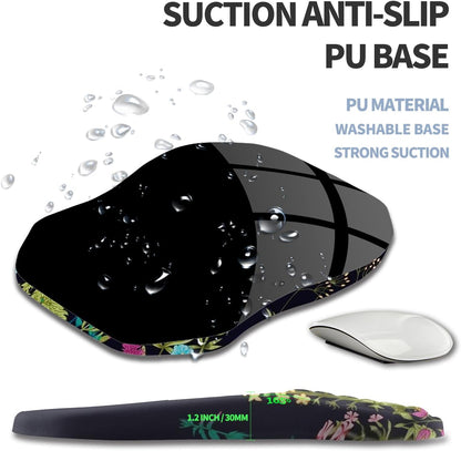 Ergonomic Raised Mouse Pad Wrist Support with Bilateral Slope Memory Foam Mousepad for Wrist Rest and Carpal Tunnel Pain Relief 11.8x7.9〃 Black