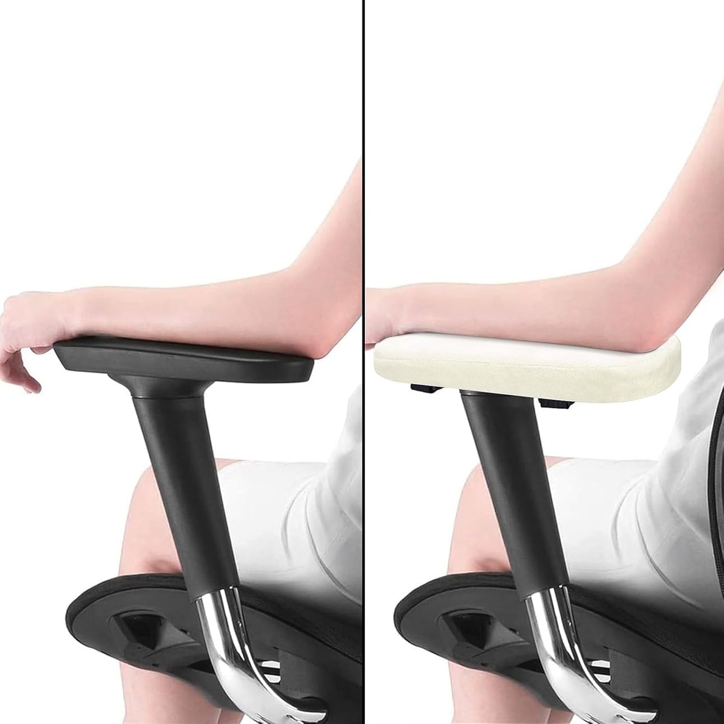 MOSISO Chair Armrest Pads (2 Pack), Memory Foam Home/Office Chair Arm Rest Covers Comfy Computer Gaming Elbow Cushion Removable Washable Elbow Support Forearm Pressure Relief, Black