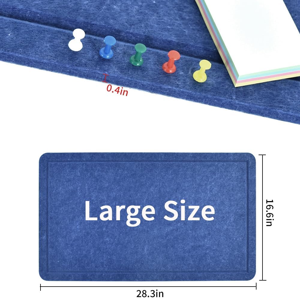 Vuzvuv Black 28"x16" Large Cork Board with 50 Push Pins & Sticky Notes, Self-Adhesive Bulletin Board for Wall, Felt Pin Vision Board for Paste Notes,Schedules Offices Home