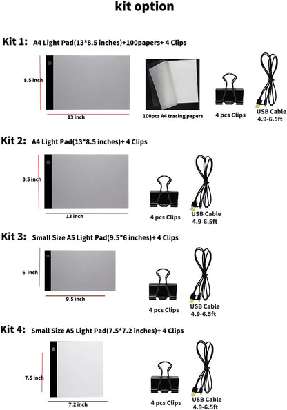 Small A5 Ultra-Thin Portable LED Tracing Light Box Dimmable Tracer Pad Board Adjustable Brightness for Artists Drawing Sketching Trace Animation Artcraft 5d Diamond Painting