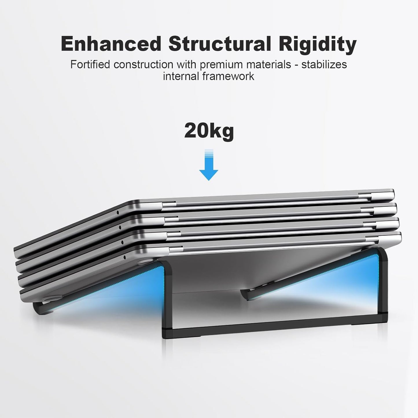 TENOC Foldable Laptop Stand for Desk, Universal Laptop Riser Ventilated Holder Mount Compatible with MacBook, Notebook, ASUS, Acer and More, Silver