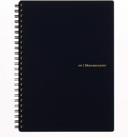 Maruman Mnemosyne Dot Grid Notebook- A5, 8.27" x 6.34", 80 Sheets / 160 Pages, 5mm Dotted Journal, Perforated Pages & Wire-Bound to Lay Flat, Black, Made in Japan