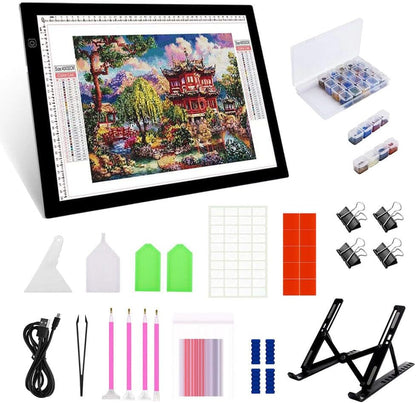 HUAYEYC B4 LED Copy Board Light Tracing Box, 3 Levels Adjustable Brightness Light Pad, for Tattoo Drawing, Streaming, Sketching, Animation, Stenciling, Vinyl Weeding, with 4Pcs Clip and Stand