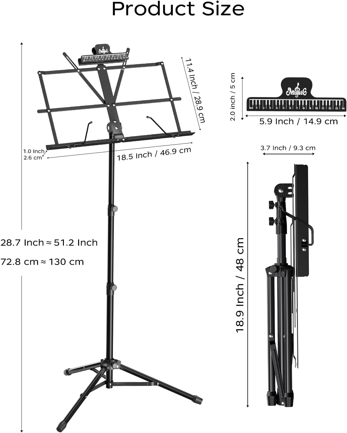 K KASONIC Music Stand, 2 in 1 Dual-Use Folding Sheet Music Stand & Desktop Book Stand, Portable Lightweight with Music Sheet Clip Holder Carrying Bag