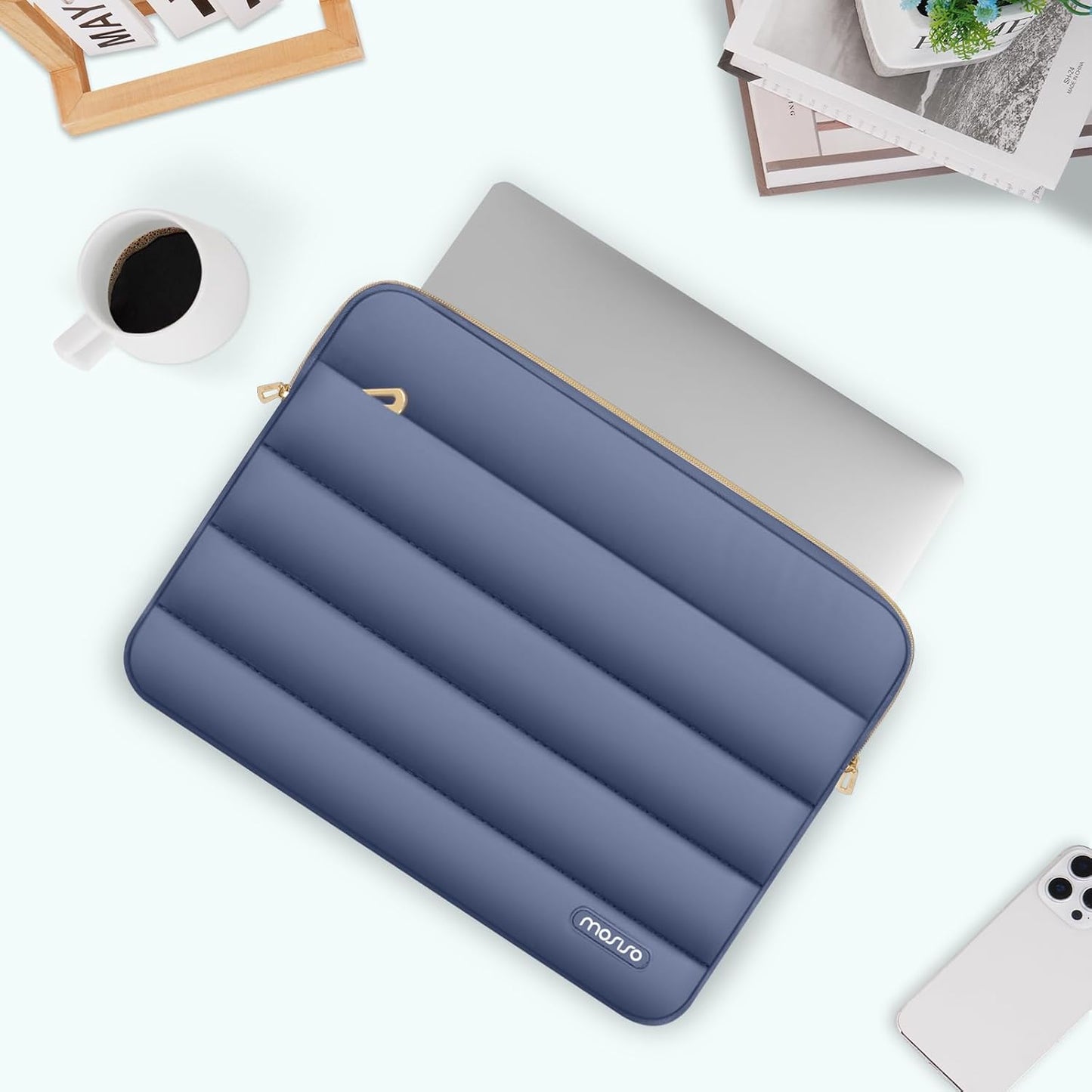 MOSISO Laptop Case 13.3 inch,13-13.3 inch Puffy Laptop Sleeve Compatible with MacBook Neo/Air 13.6 M5 M4 M3 M2 M1/Pro 13/14,HP Dell ASUS Lenovo,Polyester Horizontal Bag with Small Case, Sand