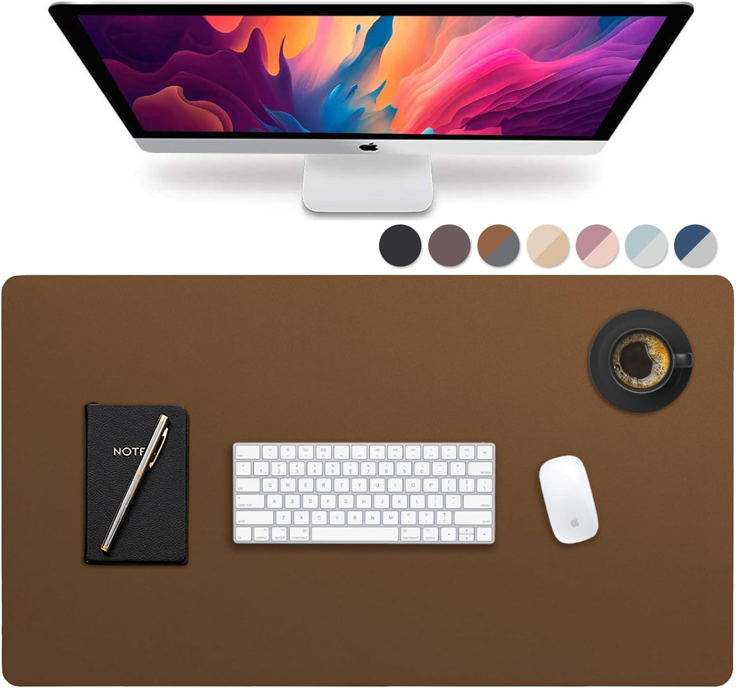 Leather Desk Pad 36" x 20", Vine Creations Office Desk Mat Waterproof Black - Premium Quality - Smooth Mouse Writing Surface - Maximum Protection Dual-Sided Pu Leather Blotter for Desk Office/Home