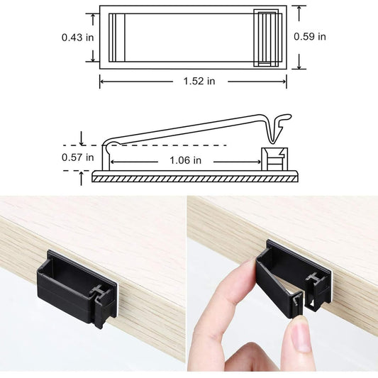 50Pcs Self Adhesive Cable Management Clips,Cable Organizers Wire Clips Cord Holder for PC Laptop Ethernet Cable Desktop Home Office(1.52’’ x 0.59’’ x 0.57’’, Black)
