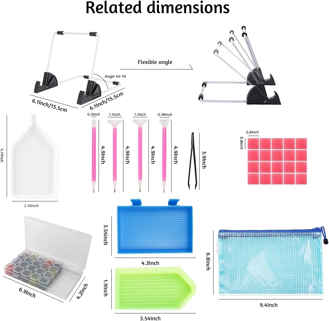 LIRUNQIU 59 Pcs Diamond Painting A4 LED Light Pad Kit, 5D Diamond Painting Accessories Tool Kit Full Drill for Adults and Kids, Supplies Includes Storage Case, Pens,Stand,Pad Board and More