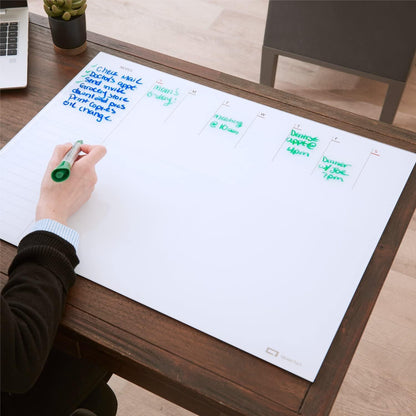Quartet Glass Desktop Weekly Planner, 17" x 22", Whiteboard, Dry Erase Surface, Clean Erase, Includes 1 Dry Erase Marker, White (GDP2217W)