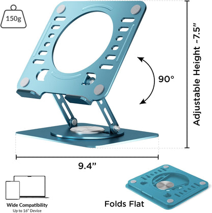 Uncaged Ergonomics Swivel Laptop Stand for Desk, Adjustable Computer iPad Stand for Desk w/ 360 Rotation, Portable Laptop Holder for Home Office Ergonomic Supplies