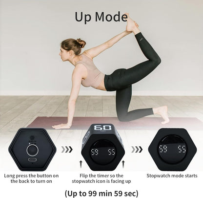 LUCKY TIME Productivity Timer Flip Gravity Sensor Pomodoro Cube Timer Countdown & Countup,1/5/10/30/60min Preset & Custom Timing, Mute/Vibrate/Sound for ADHD,Work,Study,Kitchen(1, White Hexagon)