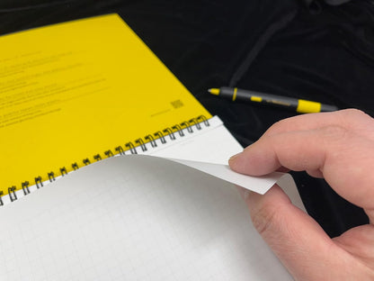 Maruman Mnemosyne Lined Notebook- Vertical A5, 5.83" x 8.27", 70 Sheets / 140 Pages, 7mm College Ruled With Center Line Journal, Perforated Pages & Wire-Bound to Lay Flat, Black, Made in Japan - Colors B