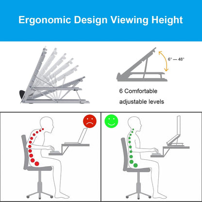 Ergonomic Laptop Tablet Stand Metal Mesh Ventilated Desktop Adjustable Computer Holder Riser Compatible with Apple MacBook Air Pro Dell XPS HP Samsung Lenovo More Laptops up to 16" (Black)