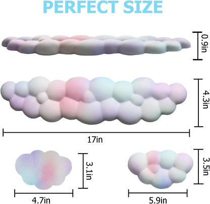 Cloud Wrist Rest Keyboard, PU Leather Memory Foam Wrist Rest for Computer Keyboard, Ergonomic Keyboard Wrist Rest and Cute Mouse Wrist Rest for Gaming,Office,Computer,Typing Pain Relief,Pastel Green