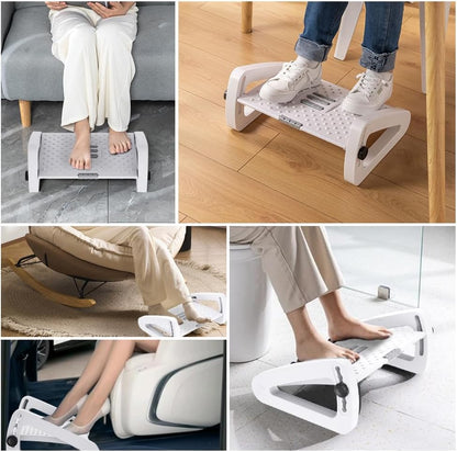 Foot Rest for Under Desk at Work - Six Heights Adjustable Under Desk Footrest - Ergonomic Foot Stools for Under Office Desks - Desks Foot Rest with Massage Rollers - Leg Rest for Chair (Black)