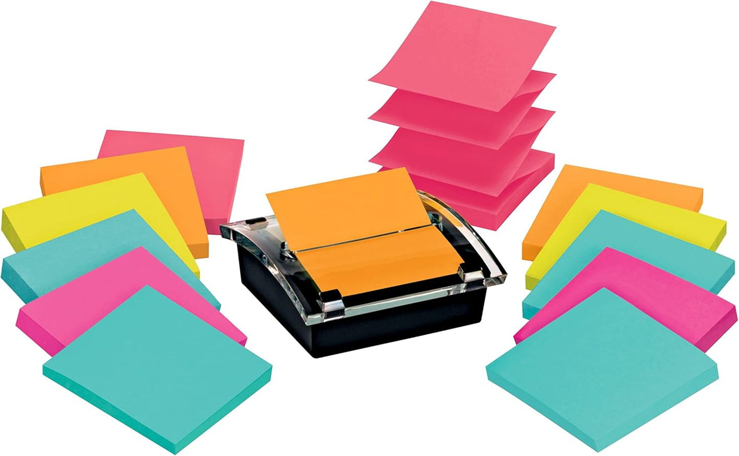Post-it Sheet Super Sticky Note and Dispenser Value Pack, 3 in x 3 in, 12 Pads, Assorted Colors (DS330-SSVA)