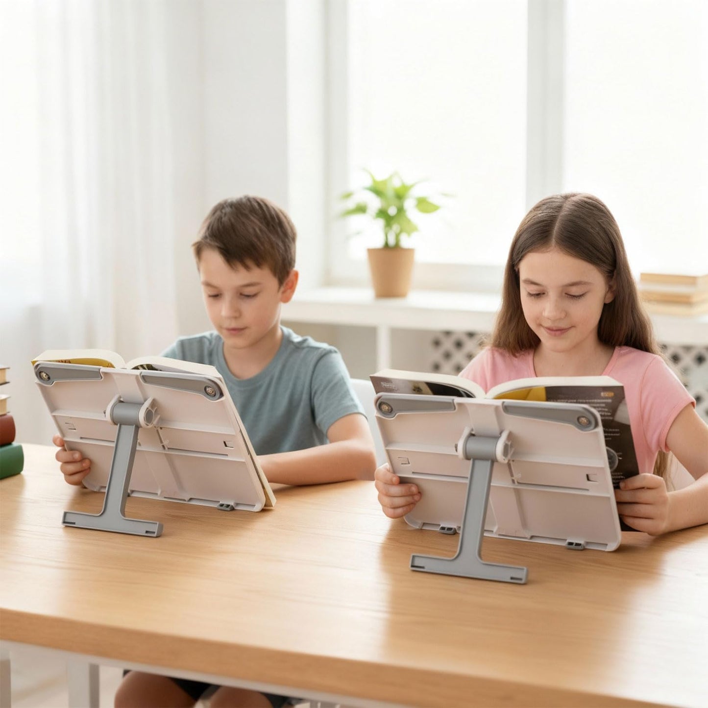 Adjustable Metal Book Stand Tray Portable Foldable Lightweight Bookstands Page Clips Rest for Music Score Cookbook Tablet Textbooks Ergonomic Reading Posture (Grey)