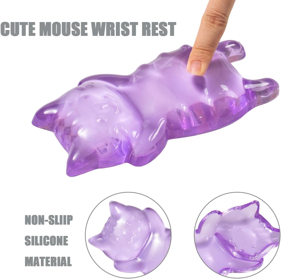 Ergonomic Gel Mouse Wrist Rest – Clear Cute Cat Mouse Wrist Rest, Comfort & Support for Typing and Gaming (Pink)