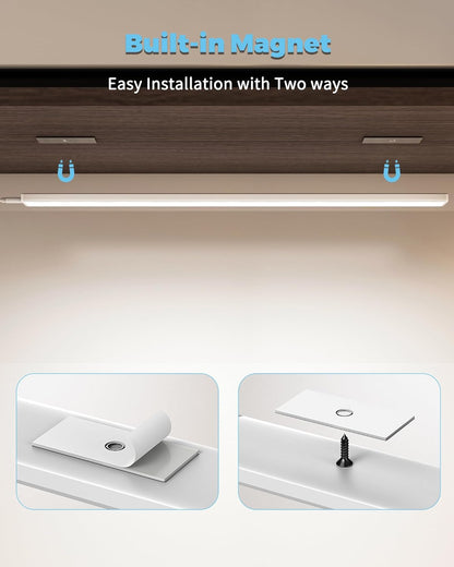 ASOKO Under Cabinet Led Lighting, 12 Inch Light Strip Bar, Daylight White 5000K Dimmable Plug in USB Light, Small Thin Led Under Counter Lighting for Kitchen/Room/Shelf/Desk/Display Case