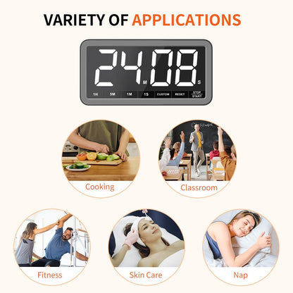 VOCOO Digital Kitchen Timer with 7.8” Extra Large Display, Magnetic LED, with 3 Brightness, 4 Alarms and 3 Volume Levels, Battery Powered Countdown Count Up Timer for Cooking, Classroom, Home Gym