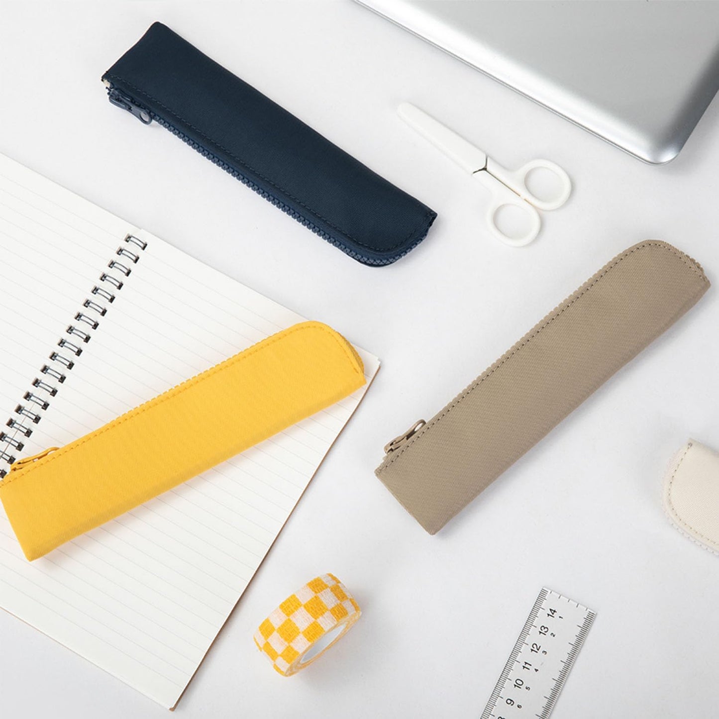 Canvas Pencil Case Small Pencil Pouch Slim Lightweight Pen Case Holder Cute Zipper Bag for School Office