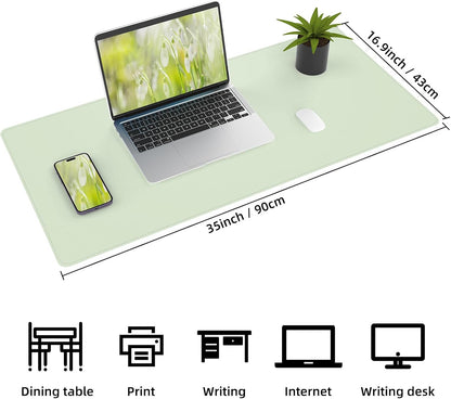 AFIING Large Desk Mat 47" x 17", Dual-Sided Natural Cork & PU Leather Desk Pad, Non-Slip Waterproof Mouse Pad for Office, Home & Gaming, Black
