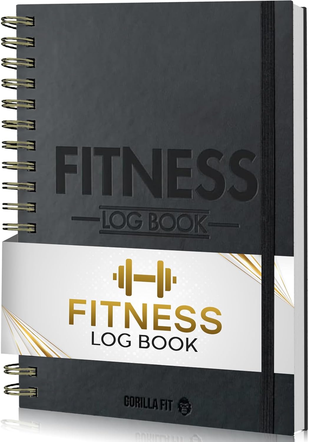 Gym Workout Journal (A5) - Hardback Leather PU Workout Tracker (128 Workouts) - Set Goals & Track Progress | Premium Fitness Journal & Log Book by Gorilla Fit