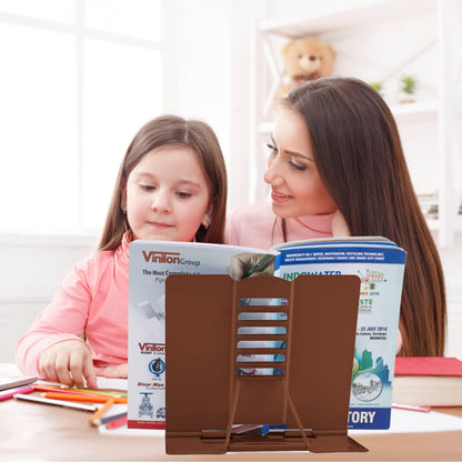 Honagu Book Stand Metal Desk Book Holder, Book Holders for Reading Hands Free, Adjustable Cookbook Documents Holder, Portable Bookstand for Music Books, Textbook, Recipe, Tablet, Ipad (Black)