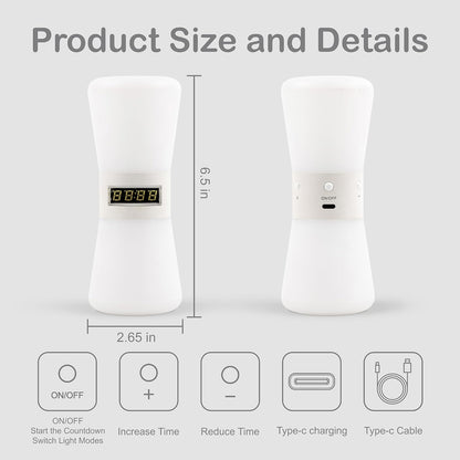 LED Visual Timer & Digital Hourglass, Rechargeable ADHD Timer for Kids and Adults, 1-99 Mins Adjustable Countdown Timer with Flowing Light, Portable Electronic Sand Timer for Classroom, Home