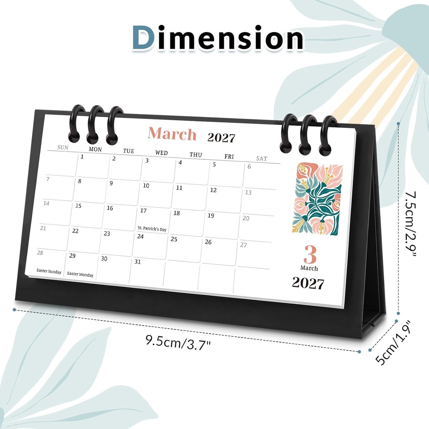KONVINIT Small Desk Calendar 2026-2027, 6.3" x 3.1", 2026 Desk Calendar - Runs From January 2026 Until December 2027, 24 Months Mini Desktop Calendar for School, Home and Office Supplies