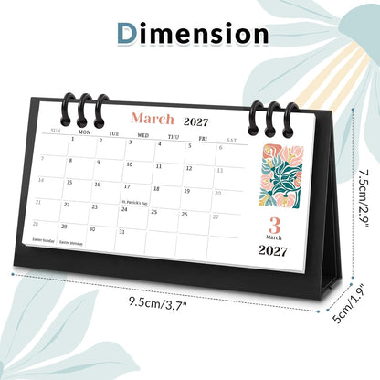 KONVINIT Small Desk Calendar 2026-2027, 6.3" x 3.1", 2026 Desk Calendar - Runs From January 2026 Until December 2027, 24 Months Mini Desktop Calendar for School, Home and Office Supplies