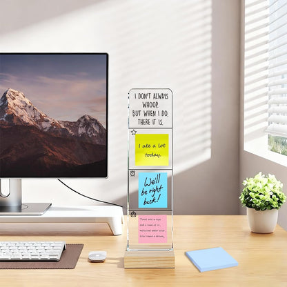 Monitor Memo Board with Removable Wooden Base Acrylic Portable Sticky Note Holder, It's Fine I'm Fine Everything is Fine Logo Office Desk Desk Set Sticky Notes 100 Sheets