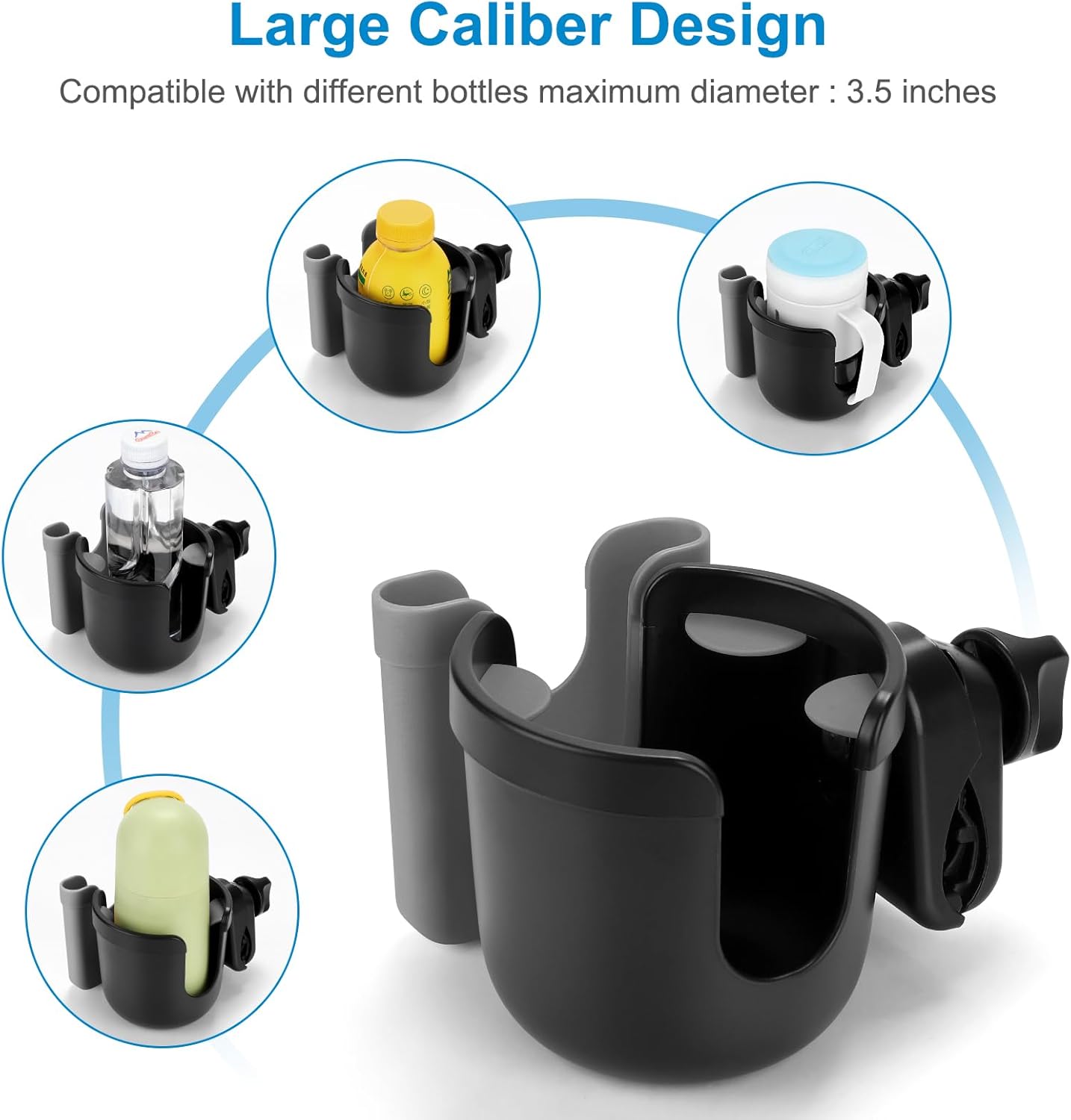 Accmor 2-in-1 Walker Cup Holder with Phone Holder, Wheelchair Cup Holder, Rollator Cup Holder, Cup Phone Holder for Walker, Wheelchair, Rollator, Mobility Scooter