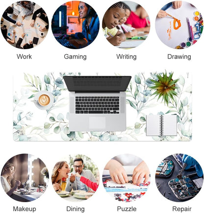 QIYI Large Mouse Pad, Cute Pink Desk Mat for Desktop, Women Girls PU Leather Desk Pad Waterproof Gaming Mousepad, Rose Gold Marble Computer Protector Writing Pad for School Office Home 31.5" x 15.7"