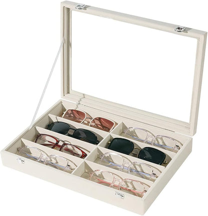 Glasses Holder Box Drawer Sunglass Organizer for Men Clear Storage Case 8 Slot Multiple Reading Glasses Display