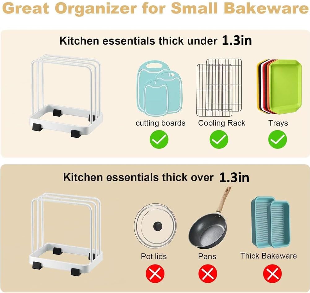 Cutting Board Organizer, Cutting Board Holder Rack, Baking Cookie Pan Sheets for Cabinet Storage or Kitchen Counter (Black)