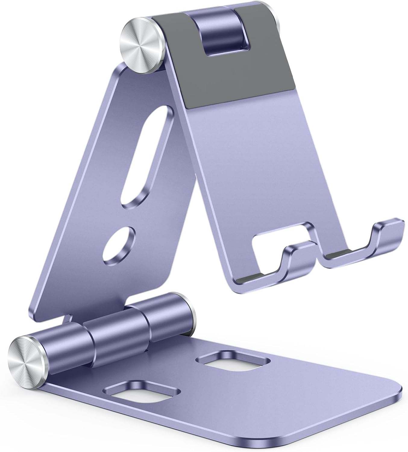 OMOTON Foldable Cell Phone Stand, C4 Portable Aluminum Phone Holder, Adjustable Phone Dock Cradle for iPhone 17/16/15 Pro Max Air, Small Tablets, Smart Phones, Women Men Gift for Fathers Day, Silver