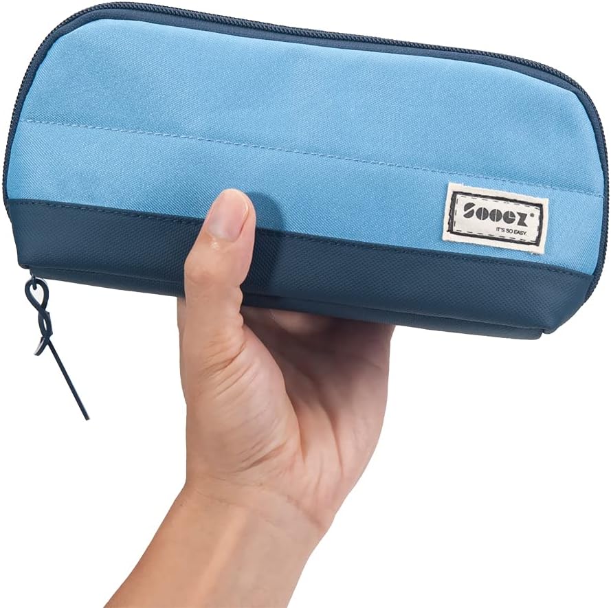Sooez Wide-Opening Pencil Pen Case, Lightweight & Spacious Pencil Bag Pouch Box Organizer, Aesthetic Supply with Triangular Design for Adults, Grey