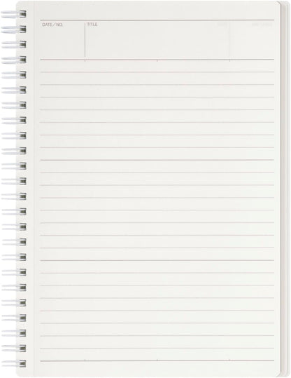 Maruman Mnemosyne Lined Notebook- Vertical A5, 5.83" x 8.27", 70 Sheets / 140 Pages, 7mm College Ruled With Center Line Journal, Perforated Pages & Wire-Bound to Lay Flat, Black, Made in Japan - Colors A