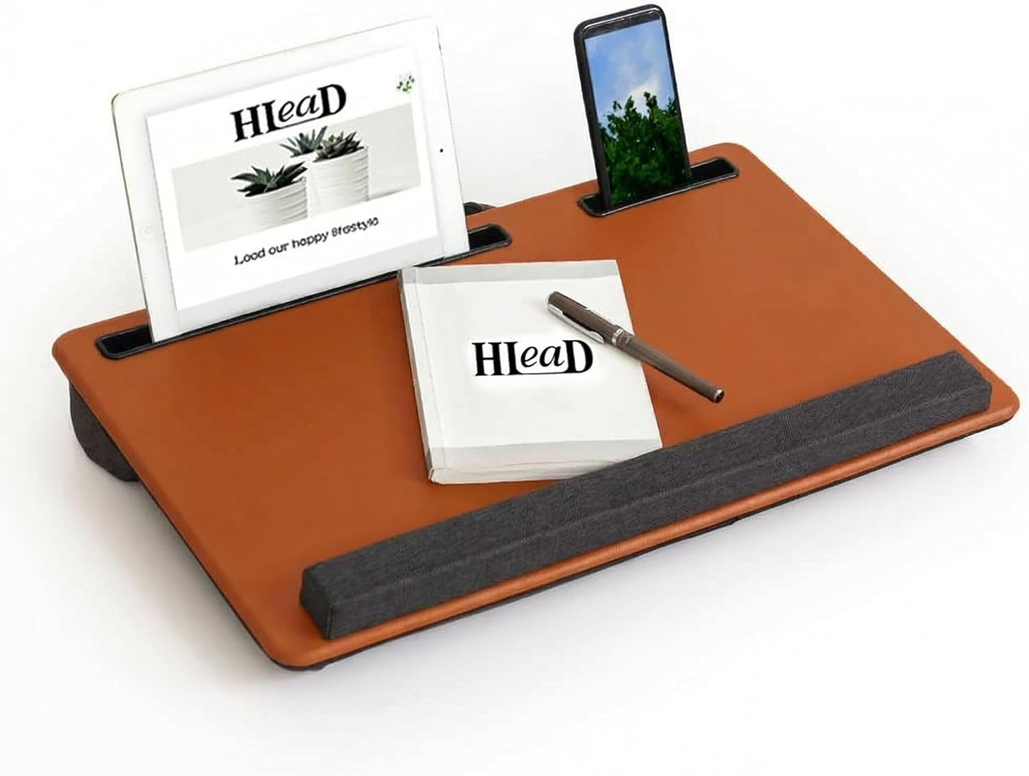 Lap Desk Home Office Lap Desk Portable Laptop Desk for Left Right - Handers with Whole Mouse Pad Wrist Pad Dual Cushion Phone Tablet Slots Fits Up to 17 Inch Laptops