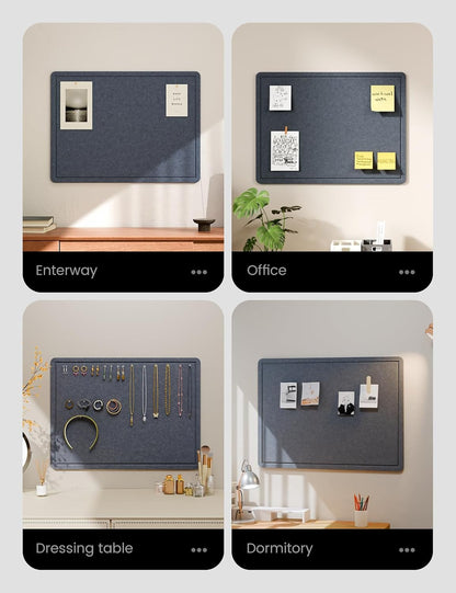 Fluxynara Bulletin Board, 23.6" x 17.5" Cork Board Alternative with 12 Safe Removable Adhesive Tabs, Foldable Felt Pin Board for Home Office, Classroom, Bedroom,Entryway for Walls—Sage