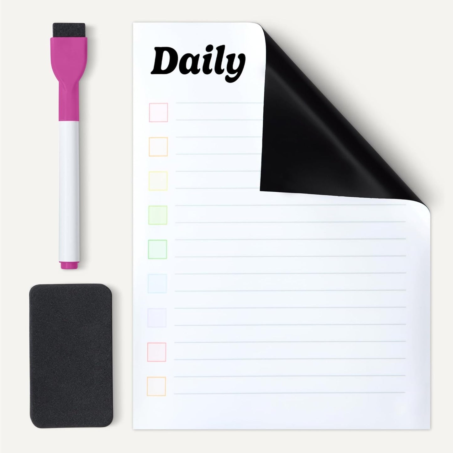 Amazon Basics Magnetic Dry Erase Calendar Whiteboard Set for Fridge, 3-Pack with 8 Markers and Eraser