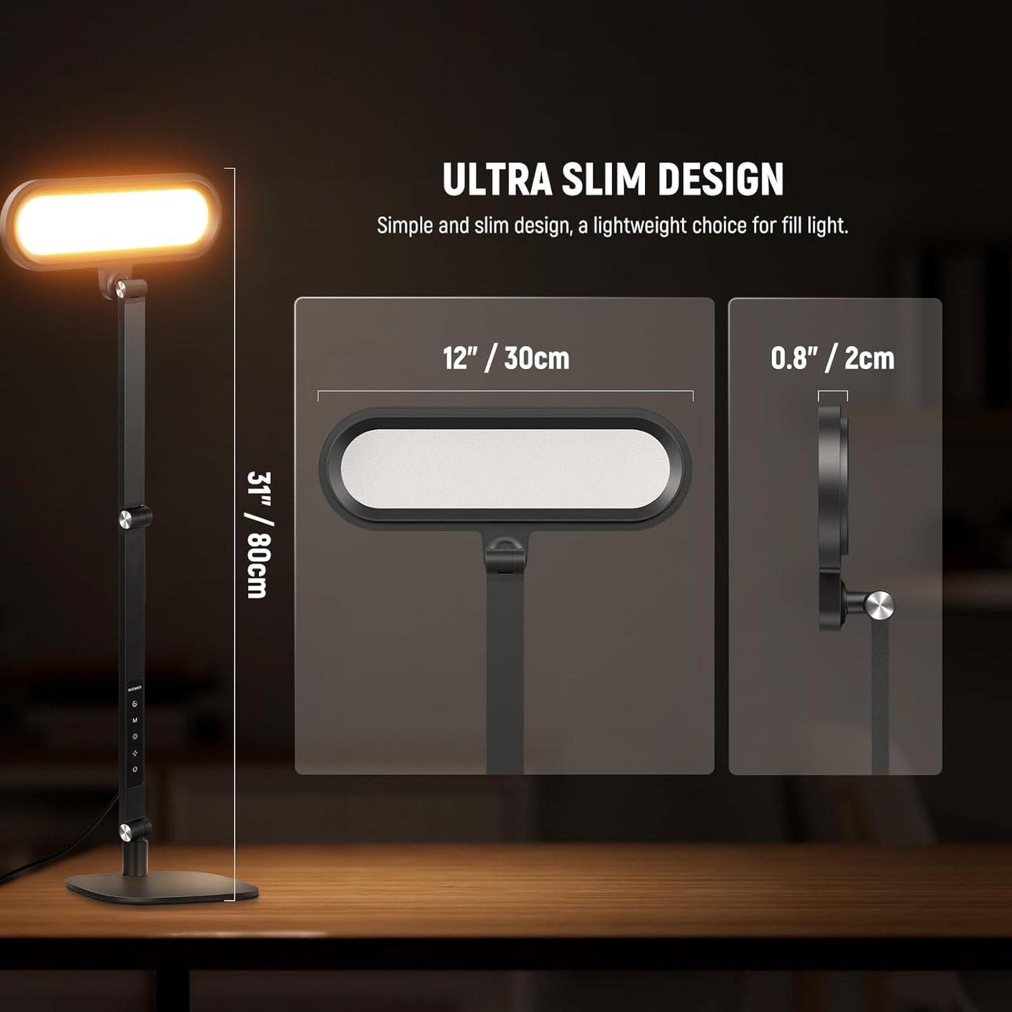 NEEWER Entry Level Version 32" LED Light with Clamp for Desk Home Office Dorm Designer Drafting, 20W Dual Computer Monitor Architect Lamp Bar, Flexible Overhead 2200lux/Remote/5 Modes CRI80+, N21