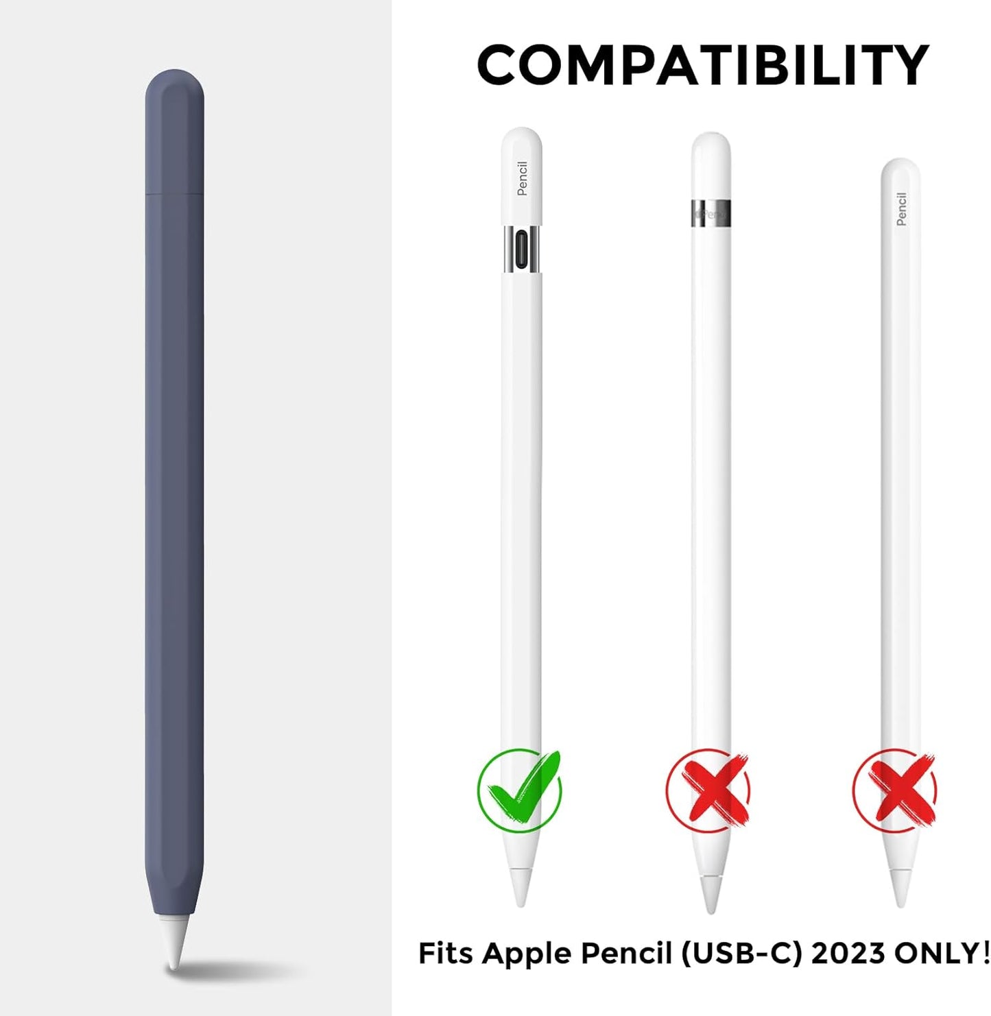 AhaStyle Silicone Case for Apple Pencil (USB-C) 2023 Ultra Thin Proteative Cover Skin Apple Pencil Sleeve Anti-Slip Grip Compatible with Apple Pencil USB C (Lavender)