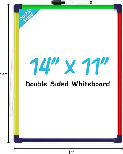 MaxGear Double-Sided Dry Erase Board for Wall, 16"x12" Hanging Whiteboard, Small Dry Erase White Board with 3 Markers and 4 Magnets, Portable Whiteboard for Planning, Drawing, Memo, to Do List