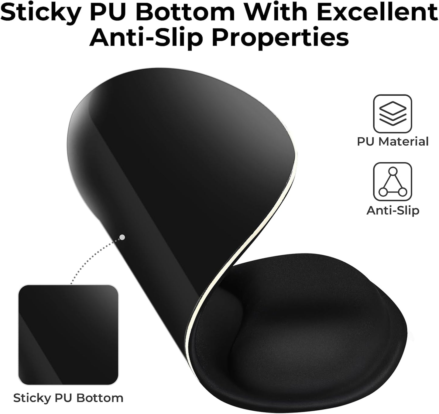 EooCoo Ergonomic Mouse Pad with Gel Wrist Rest Support, Middle Concave Design for Natural Wrist Alignment, Non-Slip Base Mousepad for Laptop, Computer, Office Desk Accessories, Carpal Tunnel Syndrome