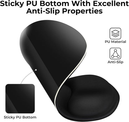 EooCoo Ergonomic Mouse Pad with Gel Wrist Rest Support, Middle Concave Design for Natural Wrist Alignment, Non-Slip Base Mousepad for Laptop, Computer, Office Desk Accessories, Carpal Tunnel Syndrome