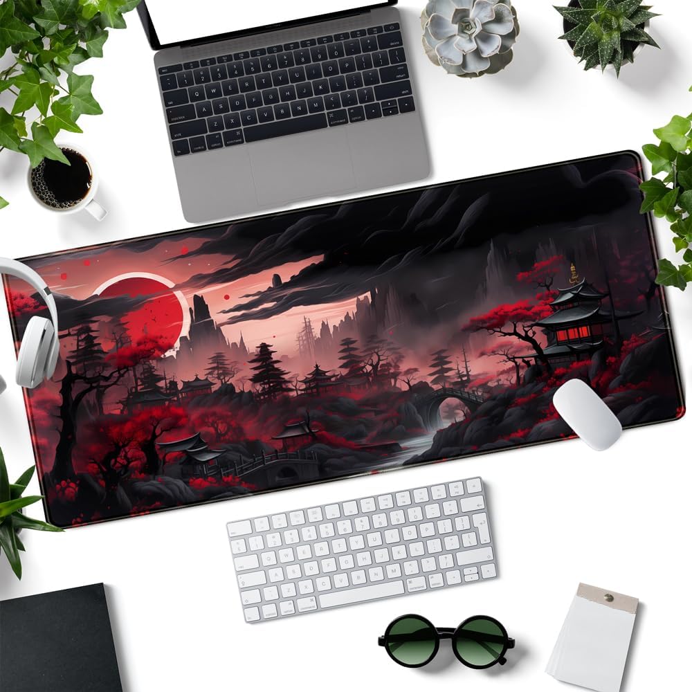 World Map Desk Mat Historical World Map Desk Pad Extra Large Computer Mouse Pad XL Black Topographic Mousepad Keyboard Pad for Desk Gaming Computer Laptop Office Non-Slip Desk Pad 31.5x11.8 in